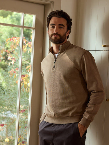 Zack Mineral Wash Heavy Terry Quarter Zip Mens Outerwear Sweatshirt Threads 4 Thought 