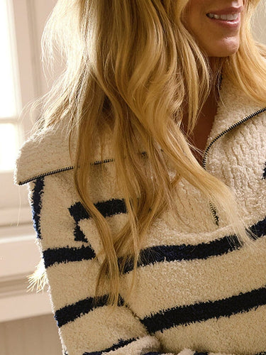 Kendra Santorini Stripe Boucle Quarter Zip Threads 4 Thought 