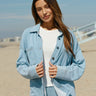 Blaire Denim Terry Button-Down Womens Tops Long Shirt Threads 4 Thought 