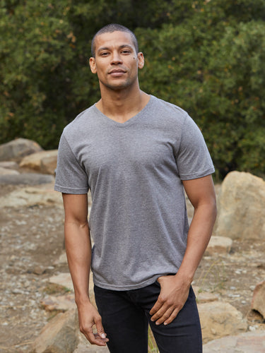 Triblend V-Neck Tee Mens Tops Tshirt Short Threads 4 Thought