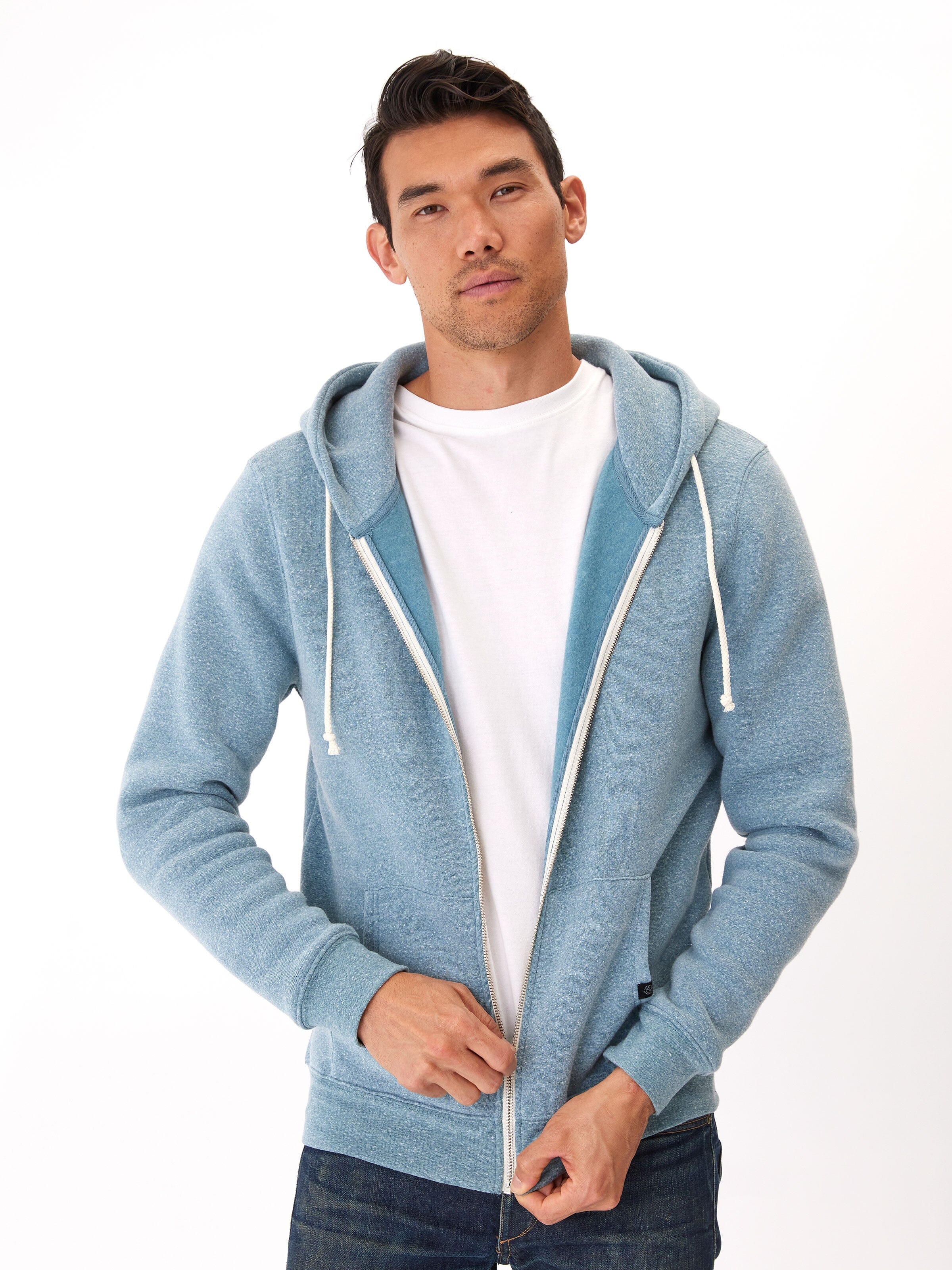 Triblend Zip Fleece Hoodie In Dark Spruce