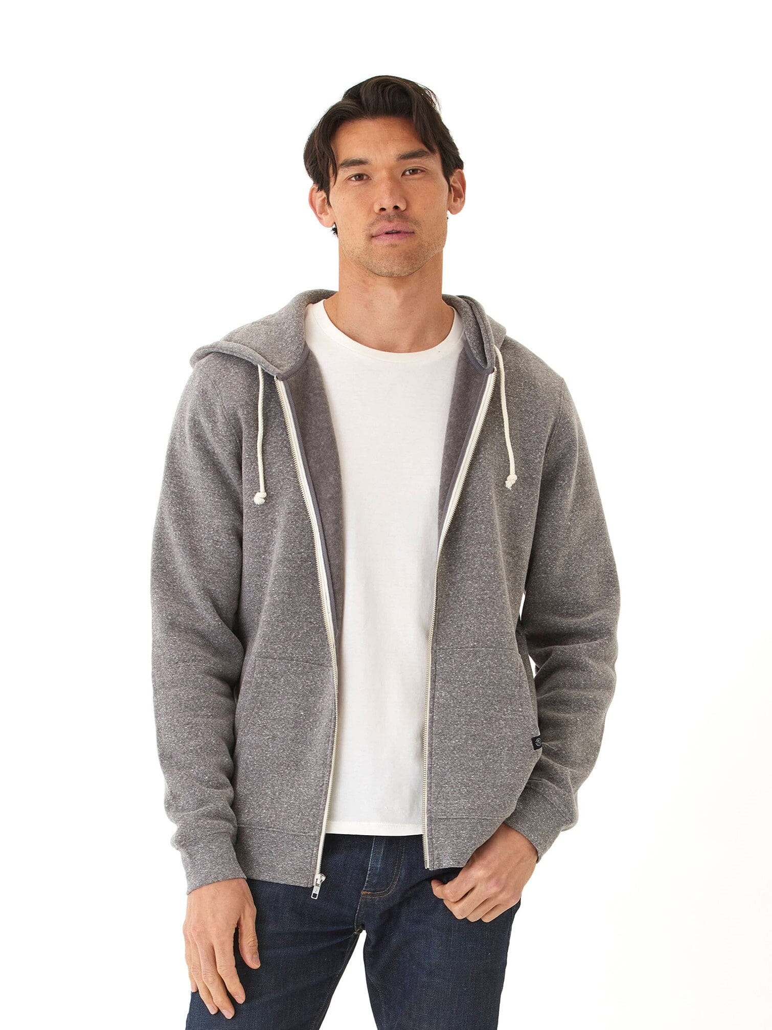 Triblend Zip Fleece Hoodie In Heather Grey