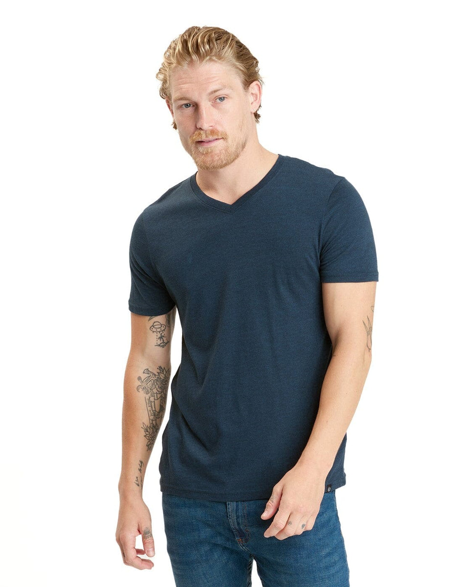 Triblend Short Sleeve V Neck Tee in Navy – Threads 4 Thought