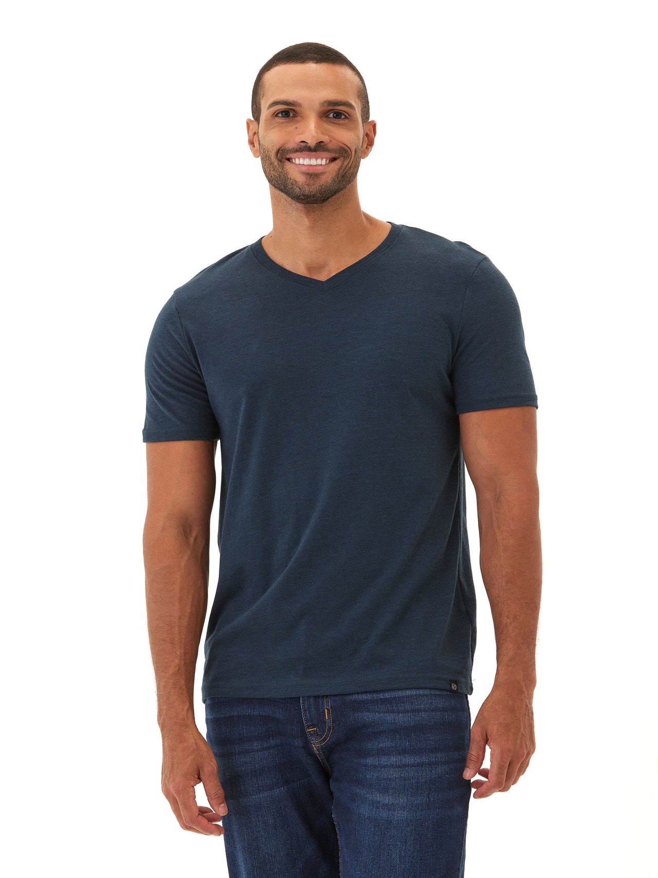 Triblend Short Sleeve V Neck Tee in Navy – Threads 4 Thought