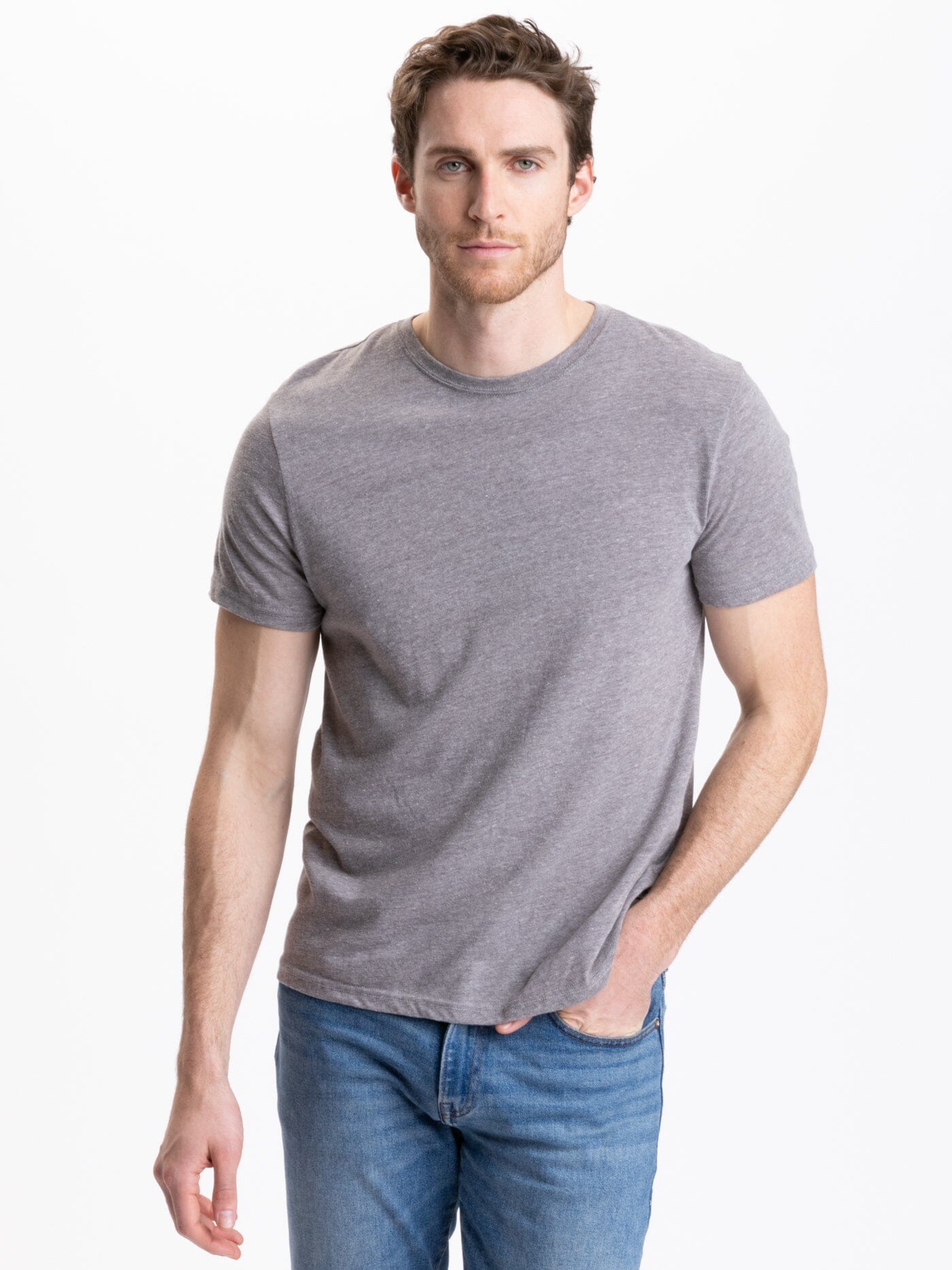 Triblend Crew Neck Tee in – Heather Grey Threads 4 Thought