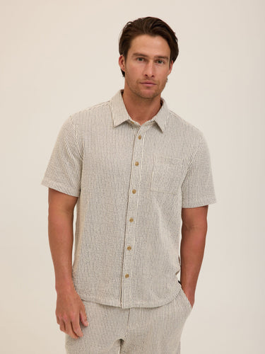 Adam Tonal Stretch Seersucker Button Down Shirt Mens Tops Tshirt Short Threads 4 Thought 