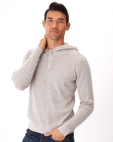 Raja Waffle Knit Henley Hoodie Sweater – Threads Thought