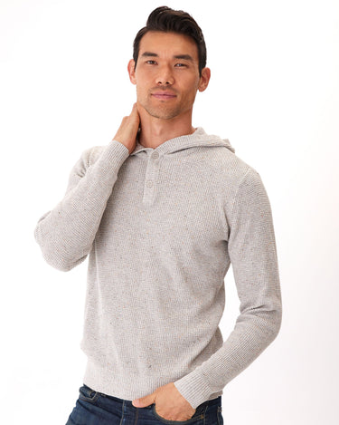 Raja Waffle Knit Henley Hoodie Sweater – Threads 4 Thought