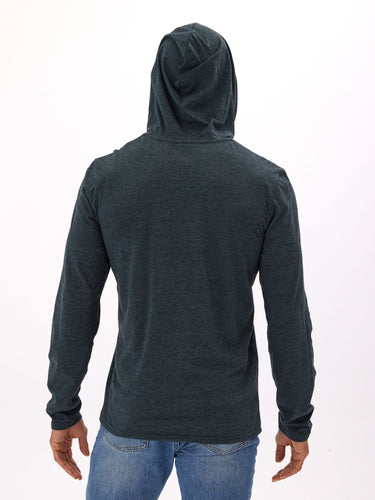 Black Fleck Triblend Henley Hoodie Mens Tops Tshirt Long Henley Threads 4 Thought 