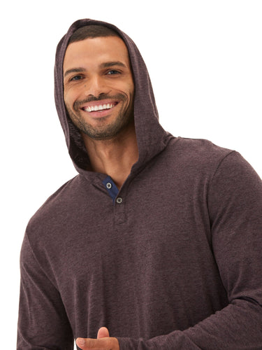 Black Fleck Triblend Henley Hoodie Mens Tops Tshirt Long Henley Threads 4 Thought 