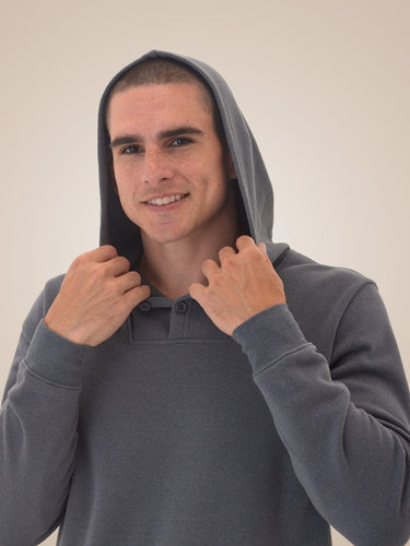 Kieran Triblend Fleece Henley Hoodie Mens Outerwear Sweatshirt Threads 4 Thought 