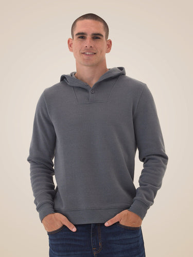 Kieran Triblend Fleece Henley Hoodie Mens Outerwear Sweatshirt Threads 4 Thought 