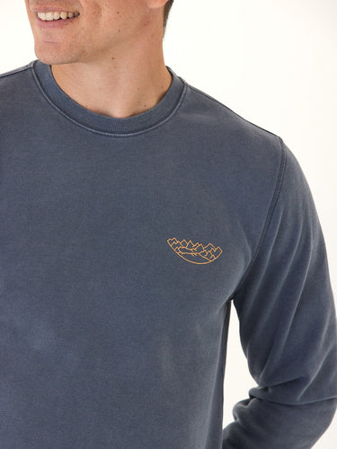 Mineral Wash Crescent Mountain Graphic Fleece Crewneck Threads 4 Thought 