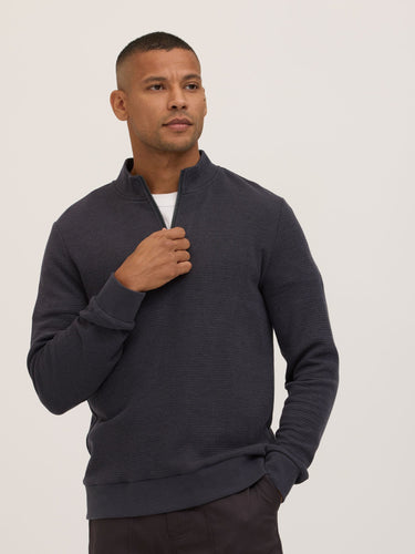 Dan Waffle Knit Quarter Zip Mens Outerwear Sweatshirt Threads 4 Thought 
