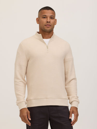 Dan Waffle Knit Quarter Zip Mens Outerwear Sweatshirt Threads 4 Thought 