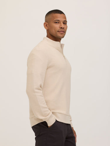 Dan Waffle Knit Quarter Zip Mens Outerwear Sweatshirt Threads 4 Thought 