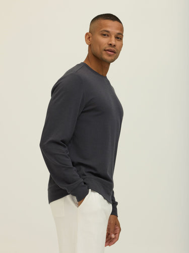 Corey Fleeced Rib Crew Pullover Mens Outerwear Sweatshirt Threads 4 Thought 