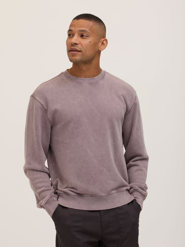 Dallas Mineral Wash Cotton Blend Terry Relaxed Crew Pullover Mens Outerwear Sweatshirt Threads 4 Thought 