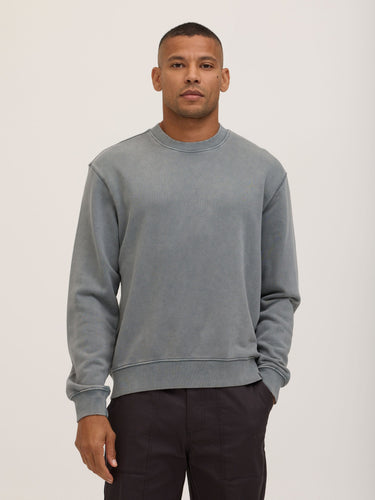 Dallas Mineral Wash Cotton Blend Terry Relaxed Crew Pullover Mens Outerwear Sweatshirt Threads 4 Thought 