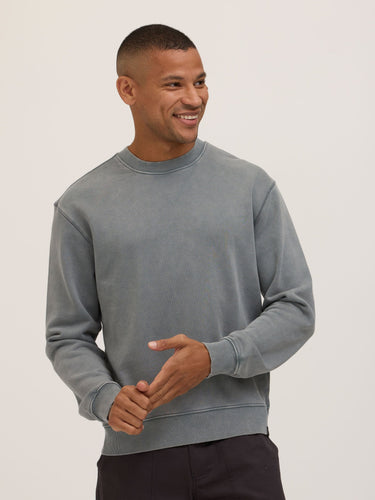 Dallas Mineral Wash Cotton Blend Terry Relaxed Crew Pullover Mens Outerwear Sweatshirt Threads 4 Thought 