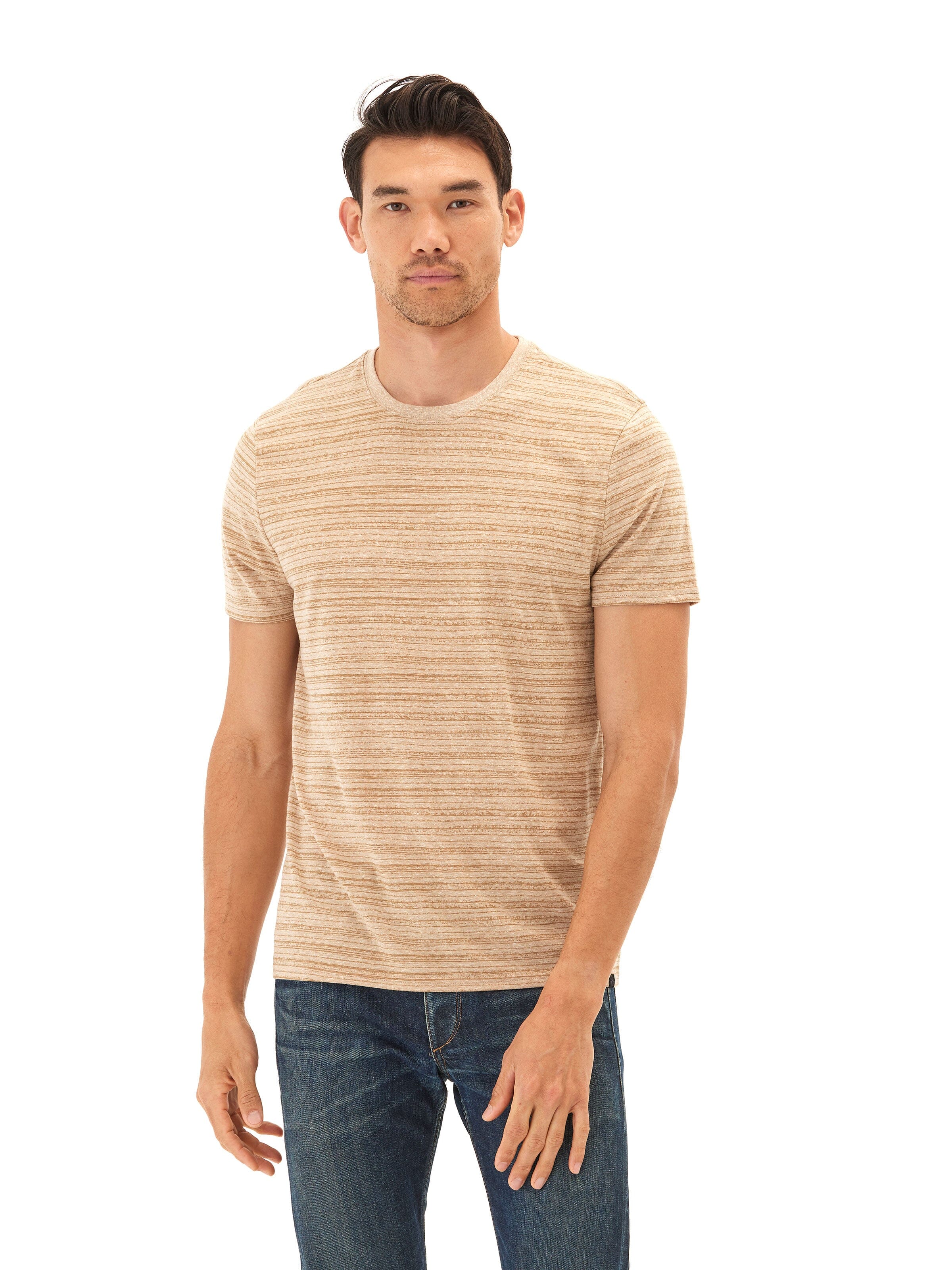 Stripe Triblend Jersey Crew Tee Mens Tops Tshirt Short Threads 4 Thought 