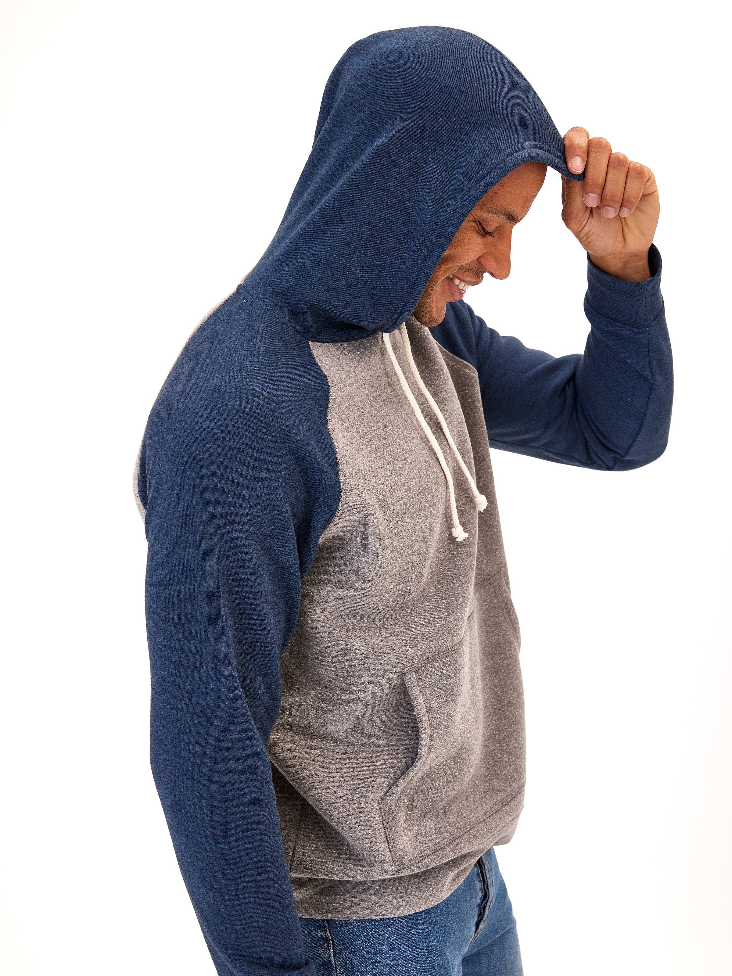 Colorblock Raglan Triblend Hoodie Mens Outerwear Sweatshirt Threads 4 Thought 