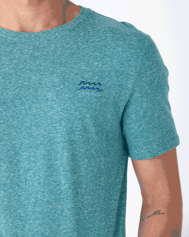 Waves Embroidered Triblend Crew Tee Mens Tops Tshirt Short Threads 4 Thought 