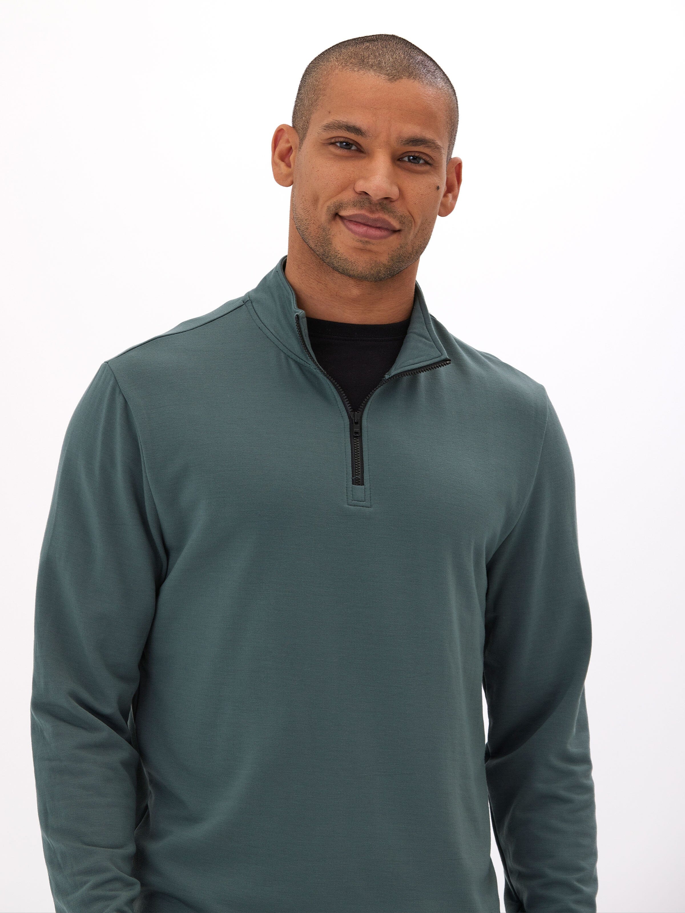 Kace Modal Fleece 1/4-Zip Mock Neck Mens Outerwear Sweatshirt Threads 4 Thought 