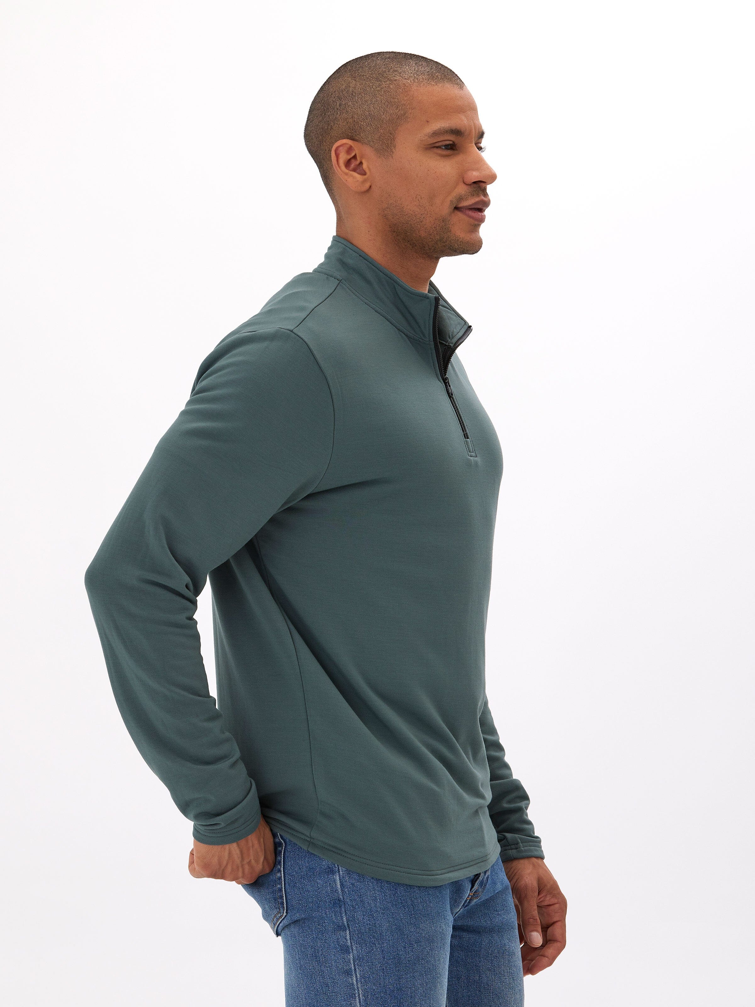 Kace Modal Fleece 1/4-Zip Mock Neck Mens Outerwear Sweatshirt Threads 4 Thought 