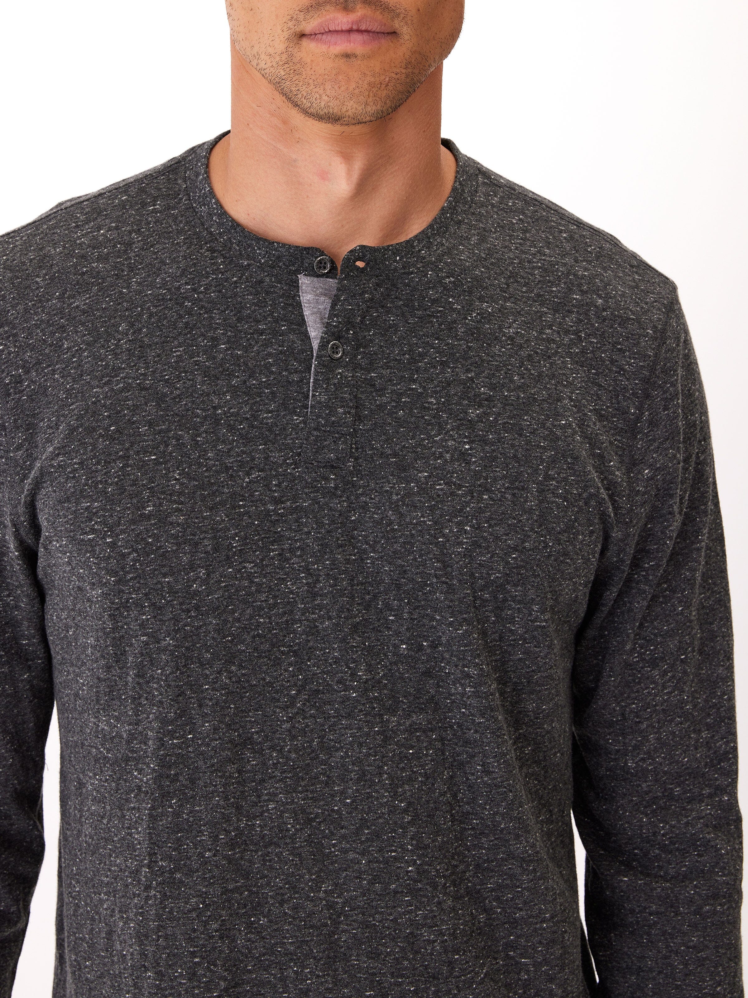 Long Sleeve Triblend 2-Button Henley Mens Tops Tshirt Long Threads 4 Thought 