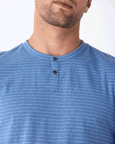 Stripe Triblend Jersey Short Sleeve Henley Mens Tops Tshirt Short Threads 4 Thought 