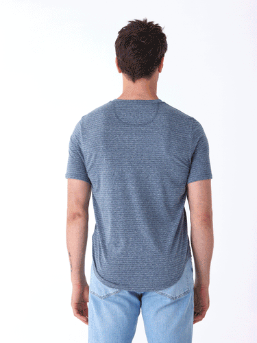 Stripe Triblend Jersey Short Sleeve Henley Mens Tops Tshirt Short Threads 4 Thought 
