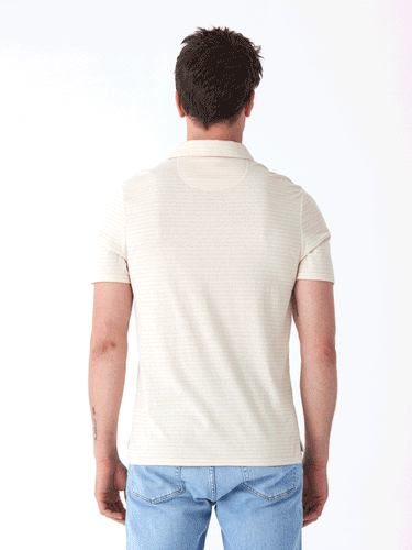 Stripe Triblend Jersey Polo Mens Tops Tshirt Short Threads 4 Thought 