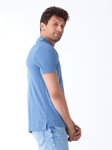 Stripe Triblend Jersey Polo Mens Tops Tshirt Short Threads 4 Thought 