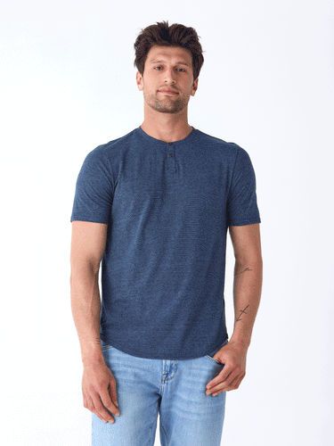 Black Fleck Triblend Henley Mens Tops Tshirt Short Threads 4 Thought 