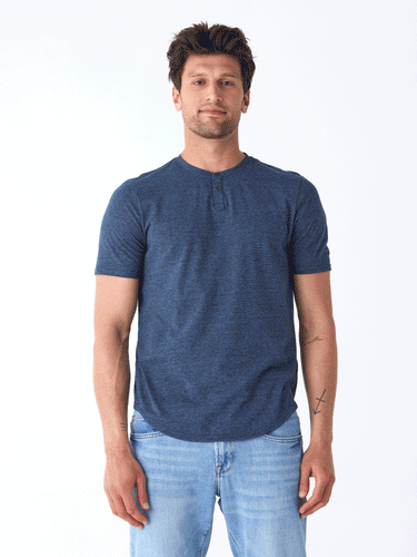 Black Fleck Triblend Henley Mens Tops Tshirt Short Threads 4 Thought 