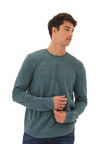 Black Fleck Triblend Long Sleeve Crew Mens Tops Tshirt Long Threads 4 Thought