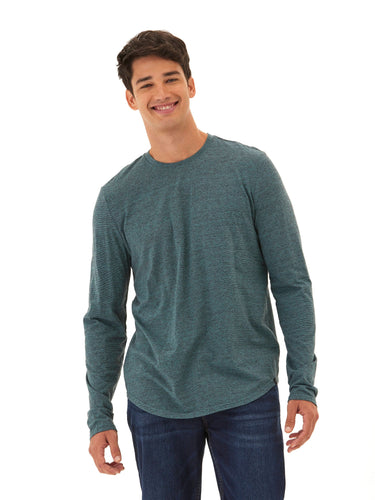 Black Fleck Triblend Long Sleeve Crew Mens Tops Tshirt Long Threads 4 Thought