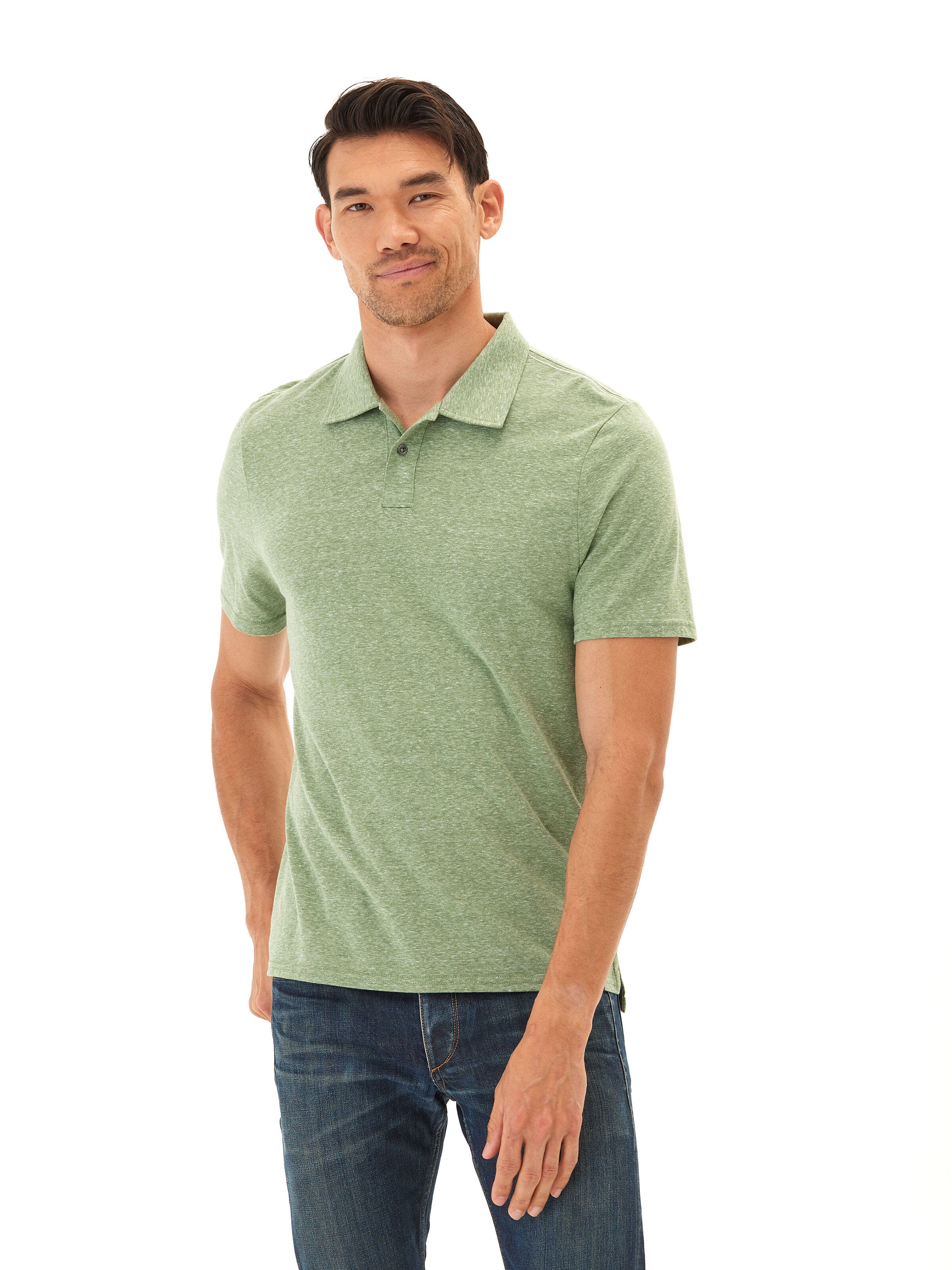 Baseline Triblend Jersey Polo Mens Tops Tshirt Short Polo Threads 4 Thought 
