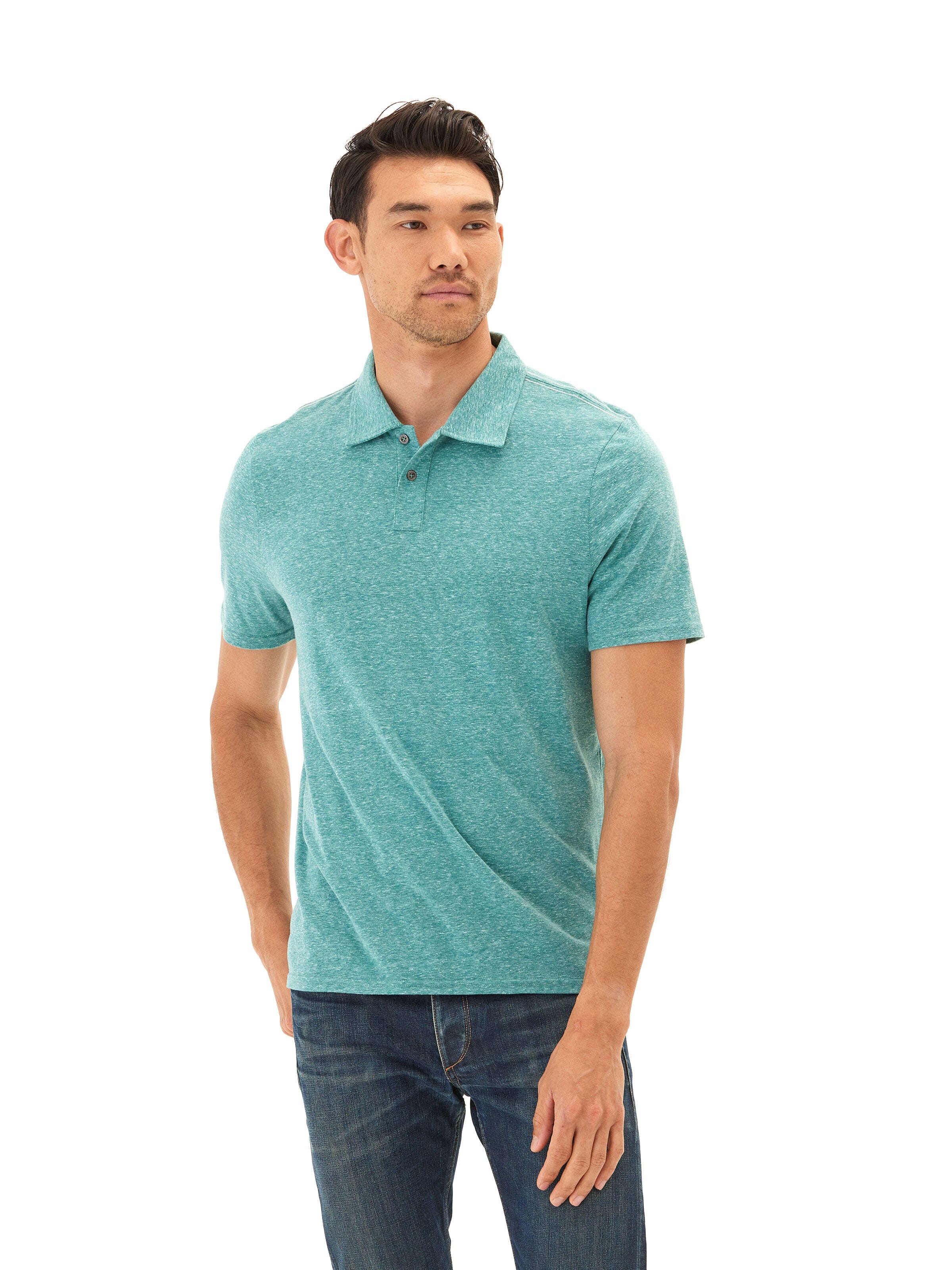 Baseline Triblend Jersey Polo Mens Tops Tshirt Short Polo Threads 4 Thought 