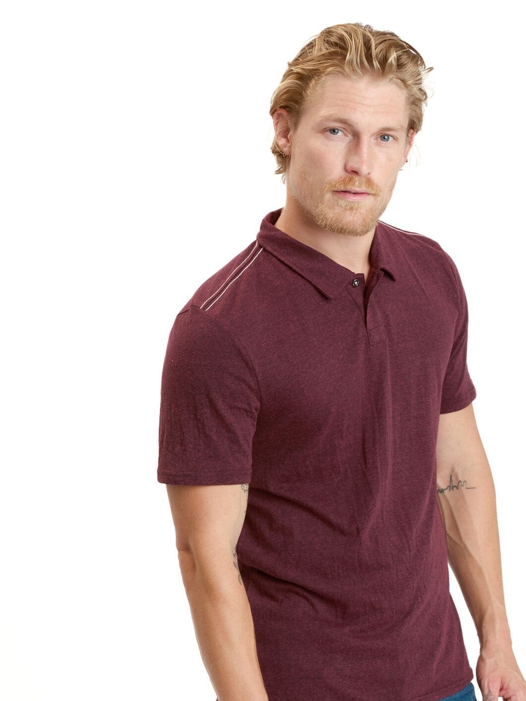 Baseline 2 Button Short Sleeve Polo Mens Tops Tshirt Short Threads 4 Thought 