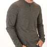 Braeden Black Fleck Long Sleeve Triblend Henley Mens Tops Tshirt Long Threads 4 Thought 
