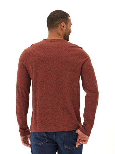 Braeden Black Fleck LS Triblend Henley Mens Tops Tshirt Long Henley Threads 4 Thought 