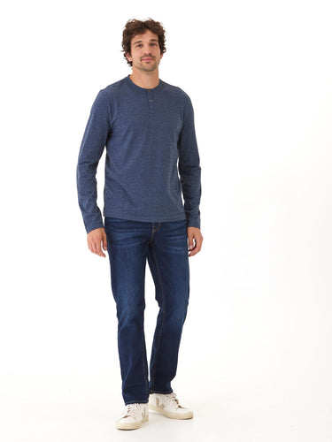 Braeden Black Fleck Long Sleeve Triblend Henley Mens Tops Tshirt Long Henley Threads 4 Thought 