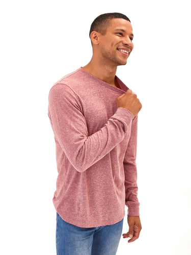 Embroidery Long Sleeve Triblend Crew Mens Tops Tshirt Long Threads 4 Thought