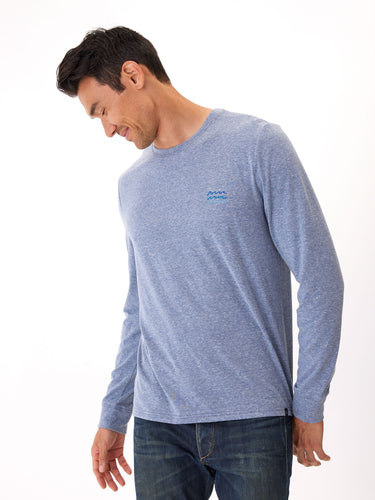 Embroidery Long Sleeve Triblend Crew Mens Tops Tshirt Long Threads 4 Thought