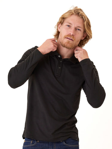 Luxe Jersey Long Sleeve Polo Mens Tops Tshirt Long Threads 4 Thought 