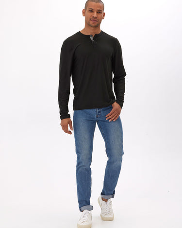 Frederick Luxe Jersey Long Sleeve Henley Mens Tops Tshirt Long Threads 4 Thought 