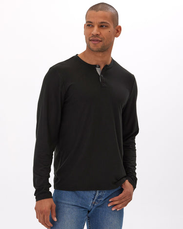 Frederick Luxe Jersey Long Sleeve Henley Mens Tops Tshirt Long Threads 4 Thought 