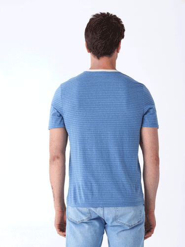 Stripe Triblend Jersey Crew Tee Mens Tops Tshirt Short Threads 4 Thought 
